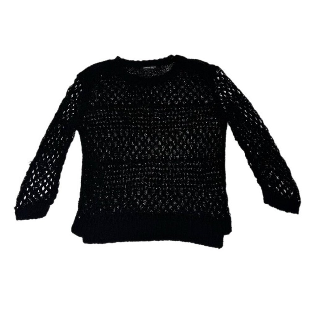 Christian Siriano Runway Style Open Knit Crochet Sweater Black Size S